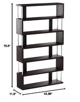 Barnes 6-Shelf Modern Bookcase, Dark Brown